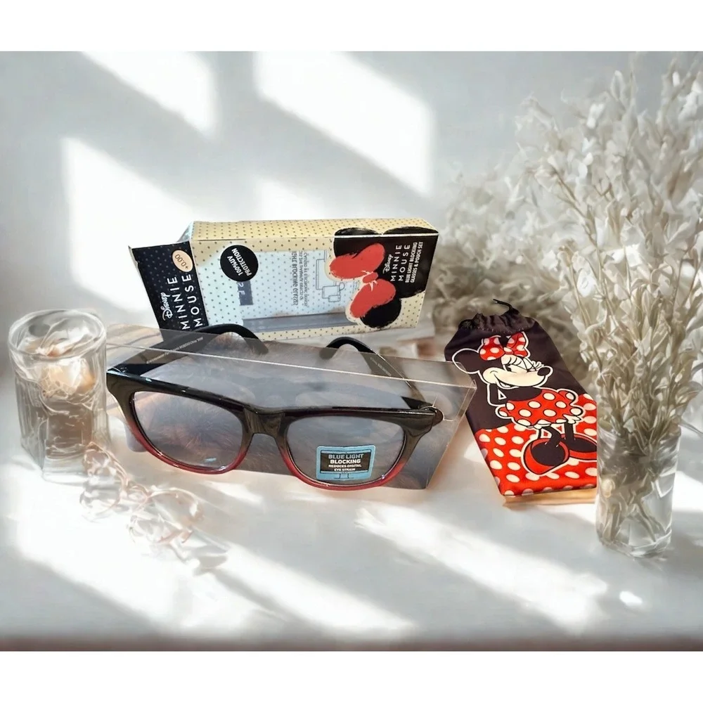 Disney Minnie Mouse Blue Light Blocking Glasses – Black & Red new Case & Box